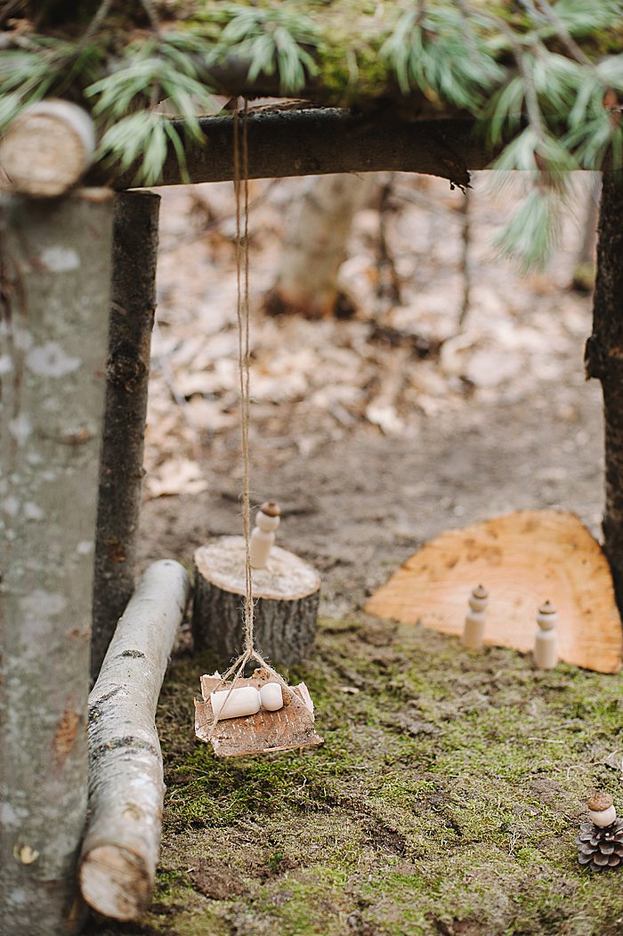 birch bark hammock for acorn peg dolls