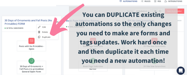 email marketing automation strategy with convertkit, they let you duplicate existing automations to save time and effort